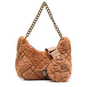 Kurt Geiger London Faux Fur Multi Crossbody w Pouch NWT Camel Chain Strap Eagle